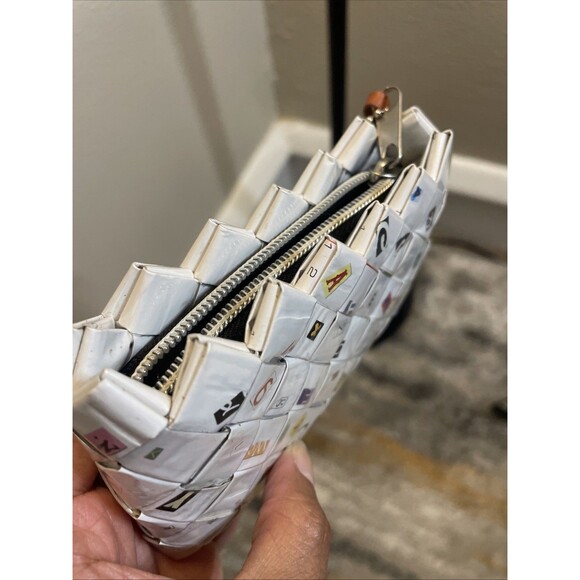 Nahui Ollin Woven Recycled Alphabet Clutch Wristlet - Picture 7 of 7